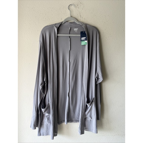 Lands' End Sweaters - Lands End Open Front Cardigan  Coverup Cotton 3X Gray Long Sleeve Nautical New